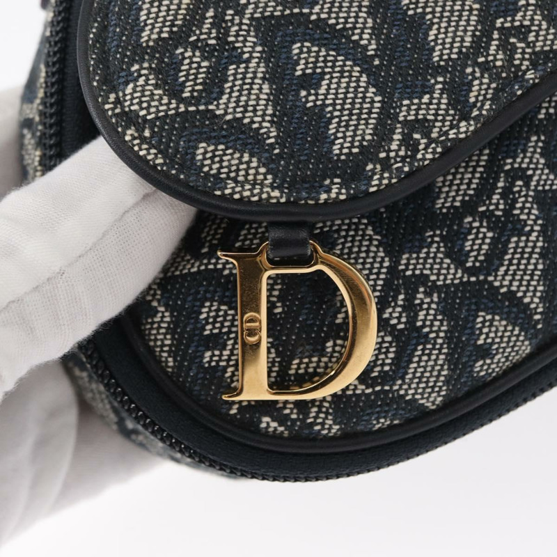 【日本直送】Christian Dior Trotter帆布馬鞍包 藍色金色 正品 153710V-16