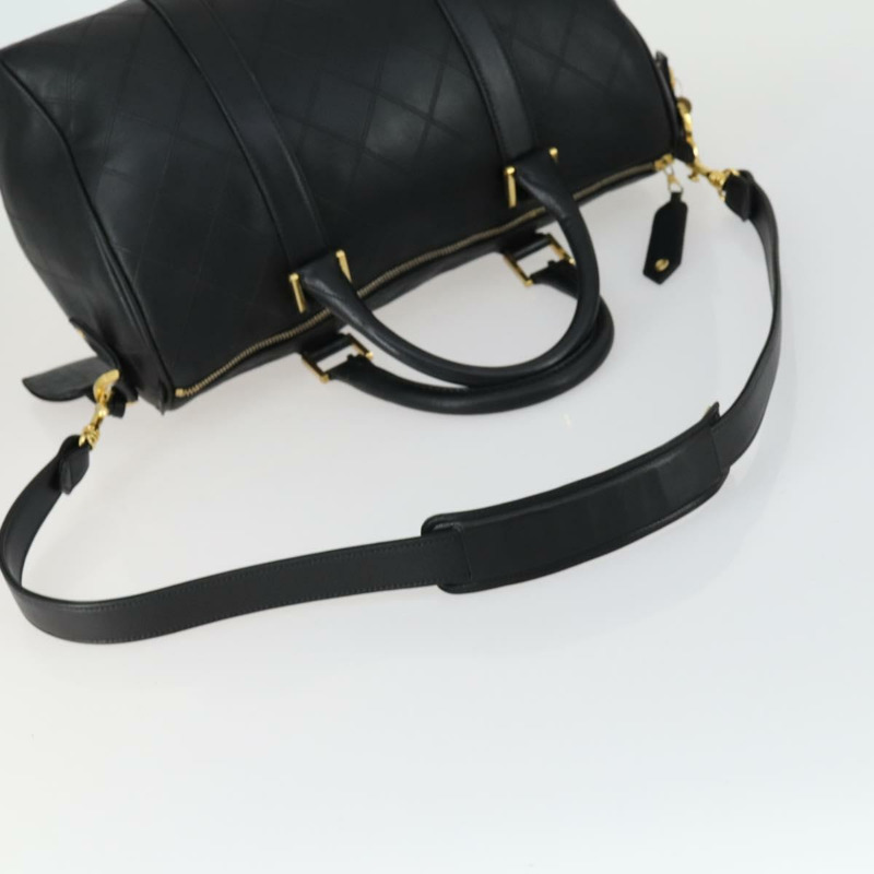 【日本直送】香奈兒 Bicolore 波士頓包 羊皮 兩用 黑色 金色 CC 標誌 正品 ki6228-6