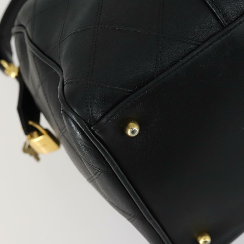 【日本直送】香奈兒 Bicolore 波士頓包 羊皮 兩用 黑色 金色 CC 標誌 正品 ki6228-15