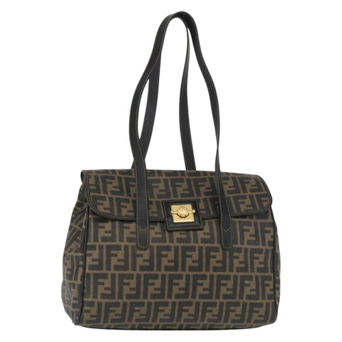 FENDI Zucca帆布手提包 PVC黑色棕色 正品 156482