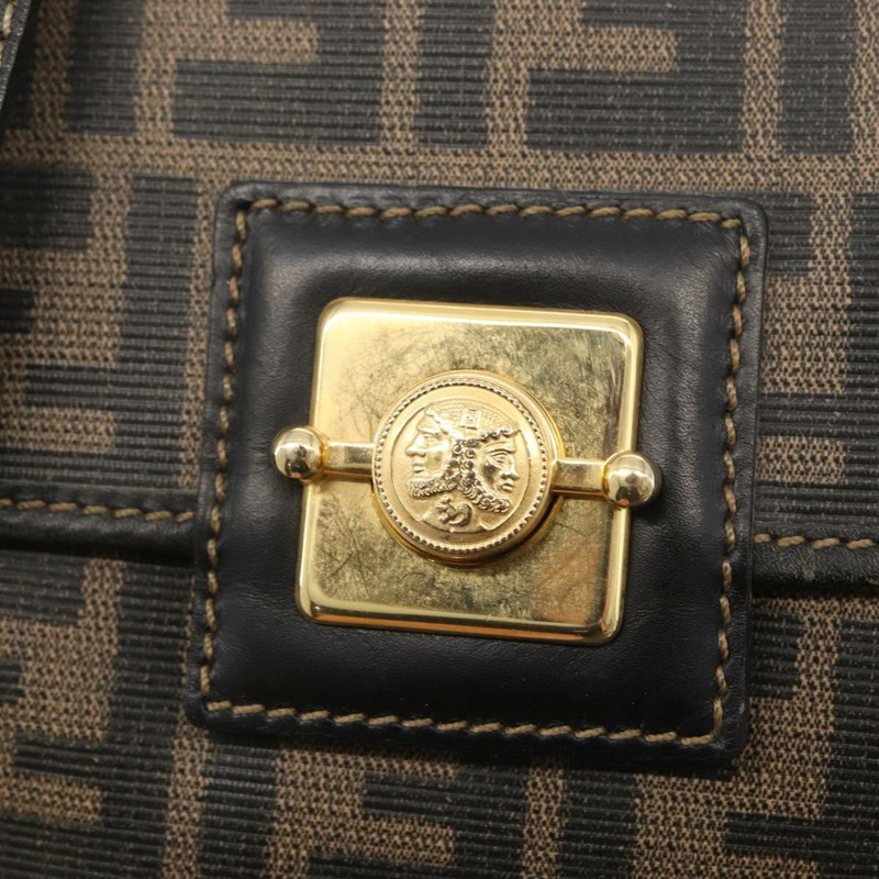 【日本直送】FENDI Zucca帆布手提包 PVC黑色棕色 正品 156482-9