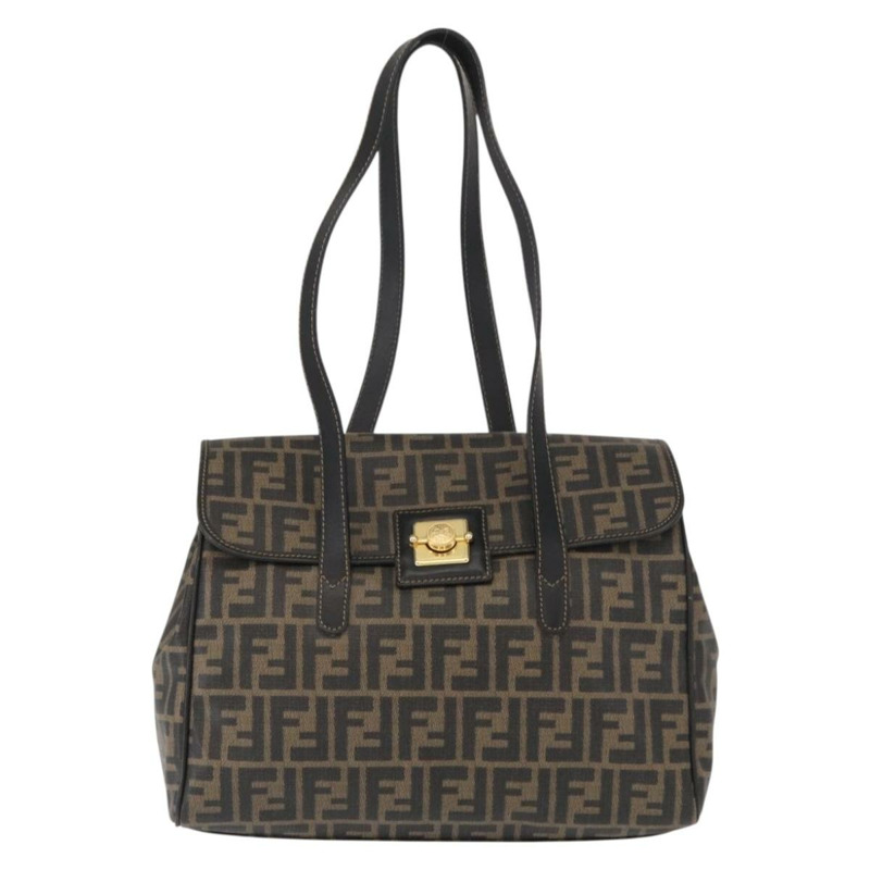 【日本直送】FENDI Zucca帆布手提包 PVC黑色棕色 正品 156482-12