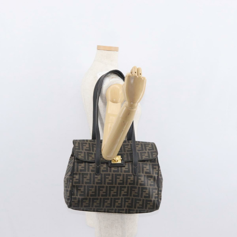 【日本直送】FENDI Zucca帆布手提包 PVC黑色棕色 正品 156482-20