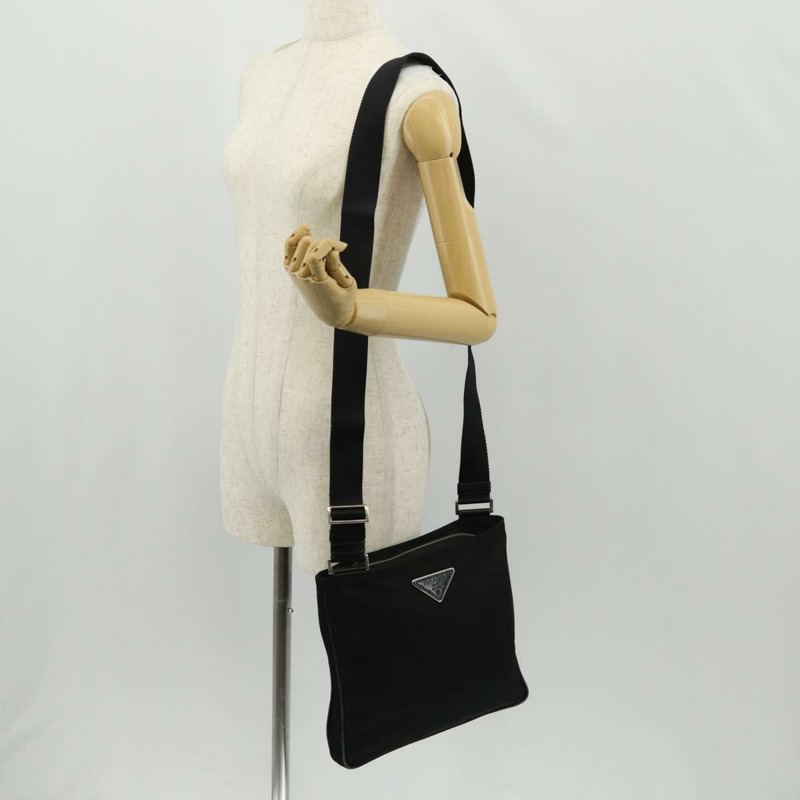 【日本直送】PRADA 單肩包 尼龍 黑色 銀色 正品 153653V-26