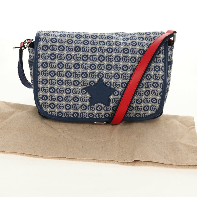 【日本直送】GUCCI帆布肩背包，藍銀色，貨號664143，正品，BA8728SAV-11