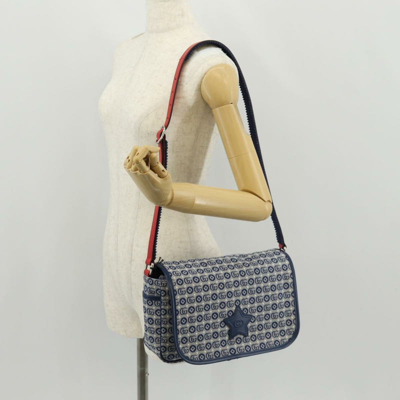 【日本直送】GUCCI帆布肩背包，藍銀色，貨號664143，正品，BA8728SAV-23