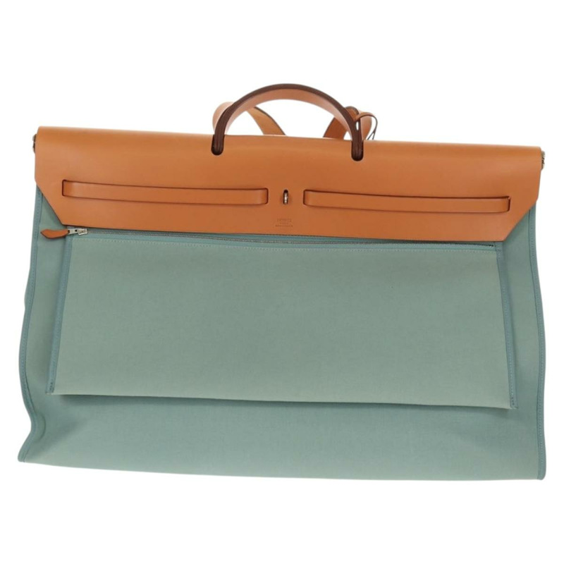 【日本直送】愛馬仕 Her 拉鍊 GM 手袋 帆布皮革 藍色 銀色 正品 BA8733SAM-1