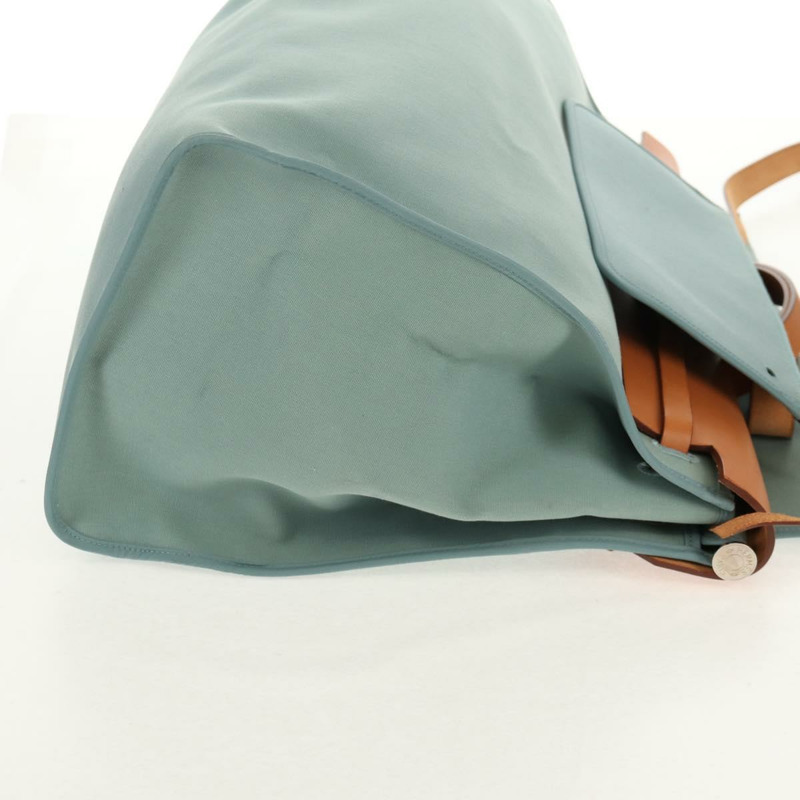 【日本直送】愛馬仕 Her 拉鍊 GM 手袋 帆布皮革 藍色 銀色 正品 BA8733SAM-3