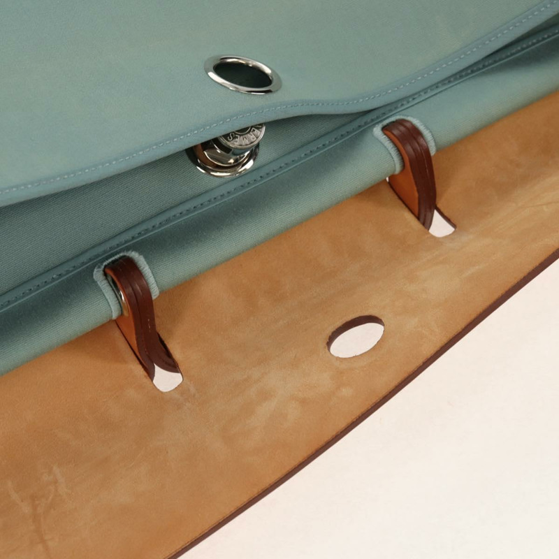 【日本直送】愛馬仕 Her 拉鍊 GM 手袋 帆布皮革 藍色 銀色 正品 BA8733SAM-8