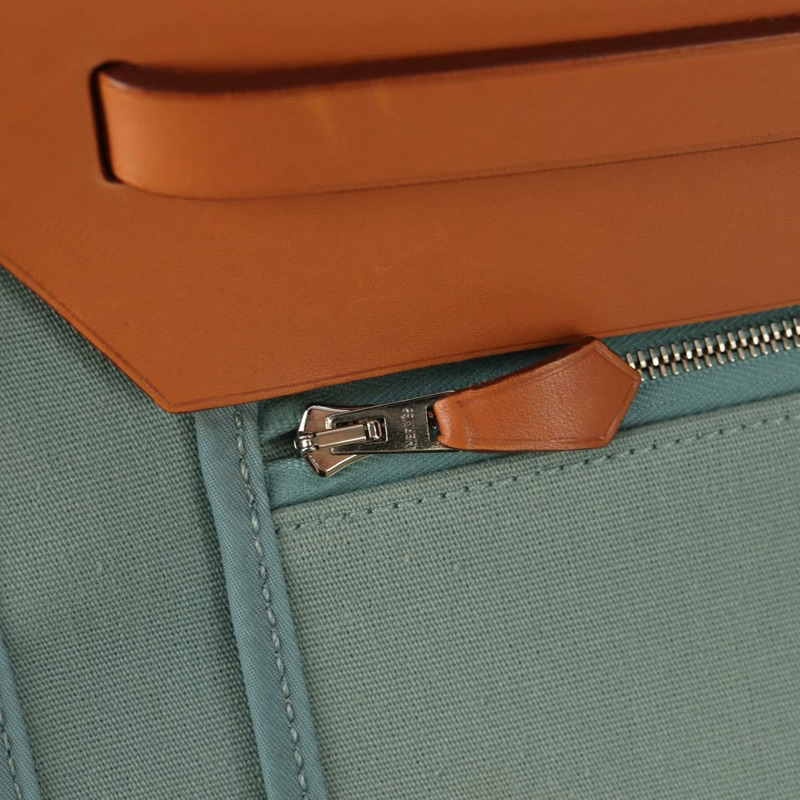 【日本直送】愛馬仕 Her 拉鍊 GM 手袋 帆布皮革 藍色 銀色 正品 BA8733SAM-20