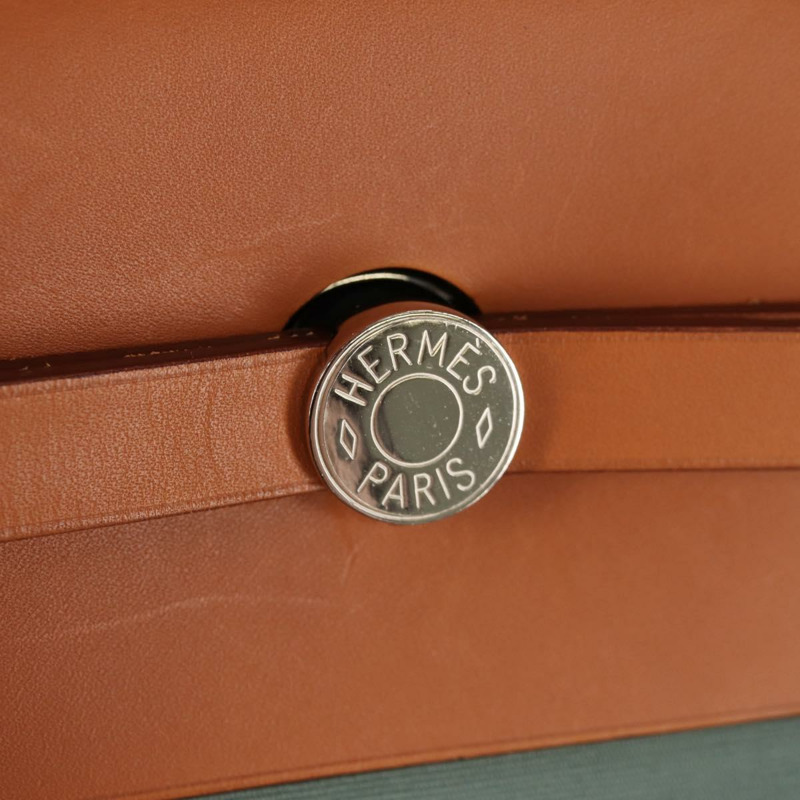 【日本直送】愛馬仕 Her 拉鍊 GM 手袋 帆布皮革 藍色 銀色 正品 BA8733SAM-23