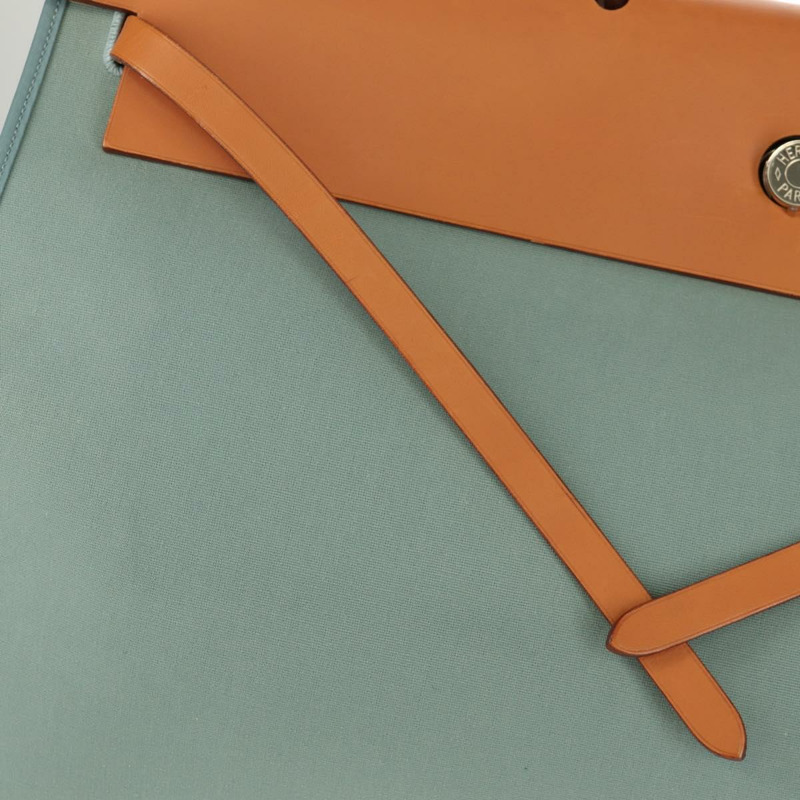 【日本直送】愛馬仕 Her 拉鍊 GM 手袋 帆布皮革 藍色 銀色 正品 BA8733SAM-25