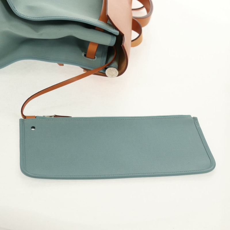 【日本直送】愛馬仕 Her 拉鍊 GM 手袋 帆布皮革 藍色 銀色 正品 BA8733SAM-32