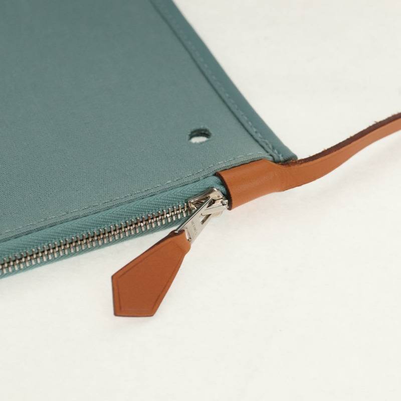 【日本直送】愛馬仕 Her 拉鍊 GM 手袋 帆布皮革 藍色 銀色 正品 BA8733SAM-34