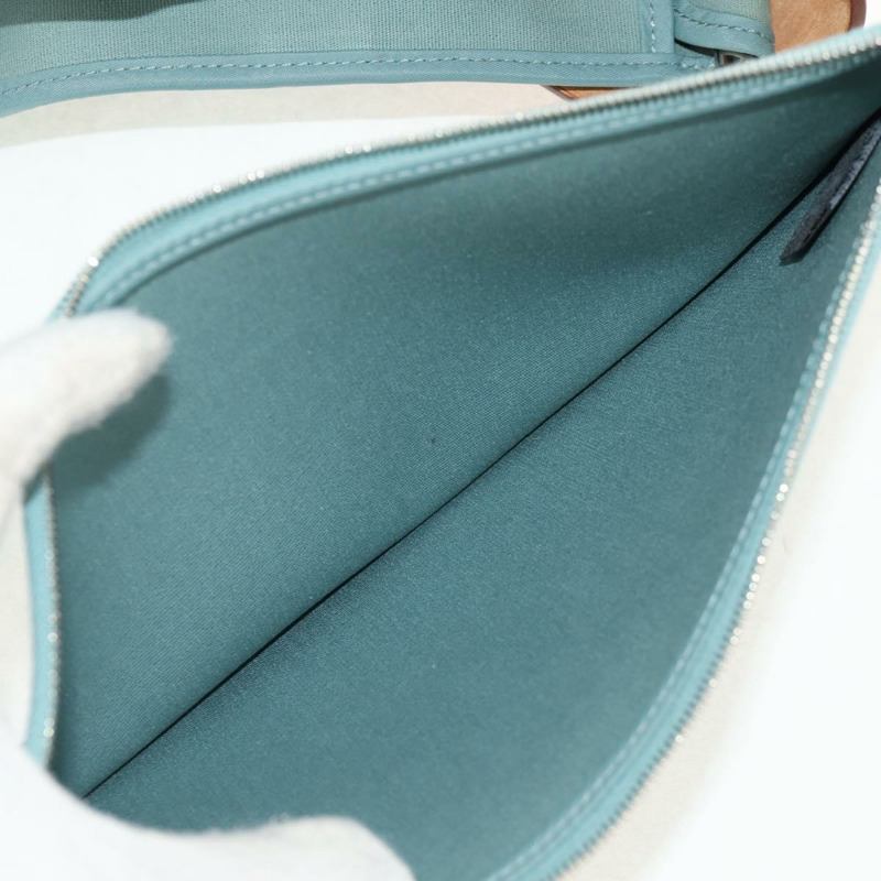 【日本直送】愛馬仕 Her 拉鍊 GM 手袋 帆布皮革 藍色 銀色 正品 BA8733SAM-35