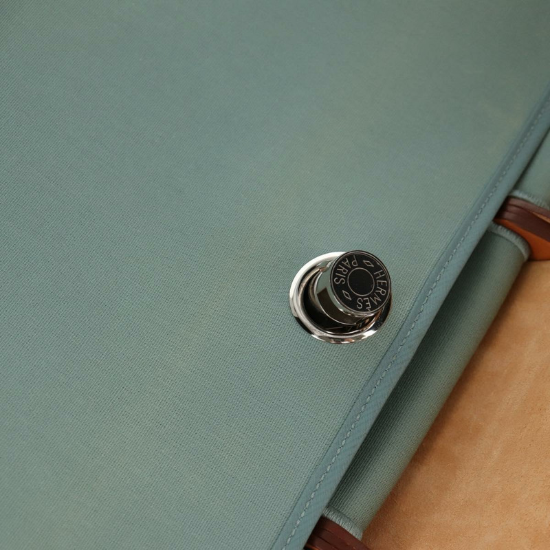 【日本直送】愛馬仕 Her 拉鍊 GM 手袋 帆布皮革 藍色 銀色 正品 BA8733SAM-38