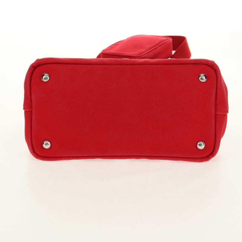 【日本直送】PRADA Canapa PM 手袋 帆布 兩用 紅色 銀色 正品 153759V-4