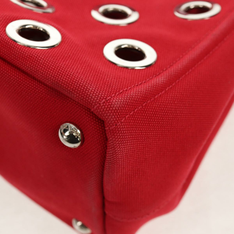 【日本直送】PRADA Canapa PM 手袋 帆布 兩用 紅色 銀色 正品 153759V-14