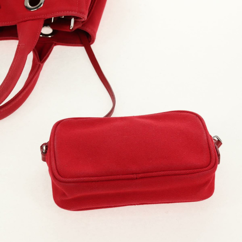 【日本直送】PRADA Canapa PM 手袋 帆布 兩用 紅色 銀色 正品 153759V-19