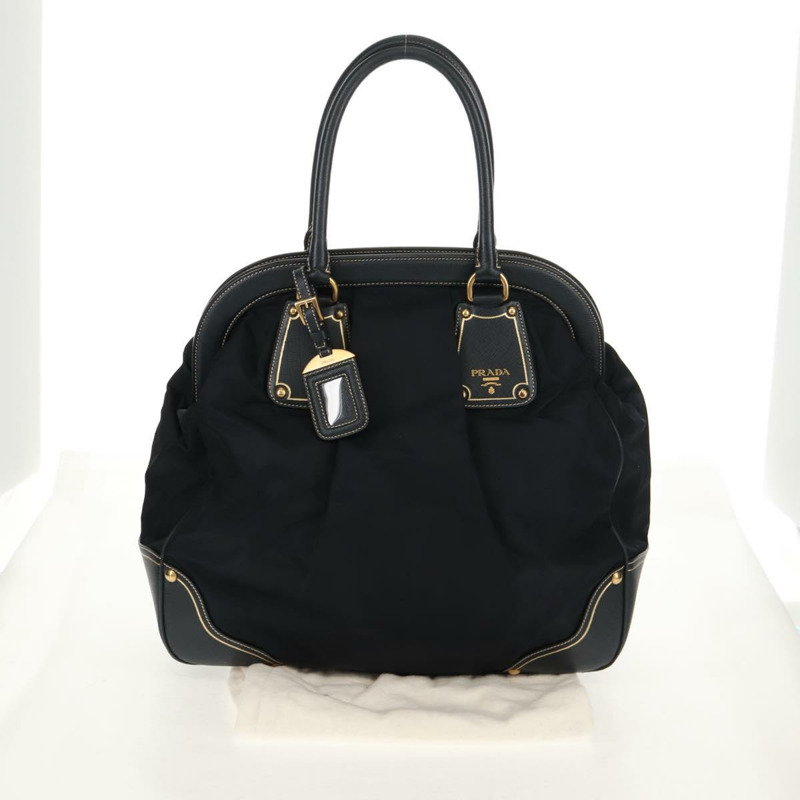 【日本直送】PRADA 尼龍皮革手提包 海軍藍 金色 BR3684 正品 153736V-11