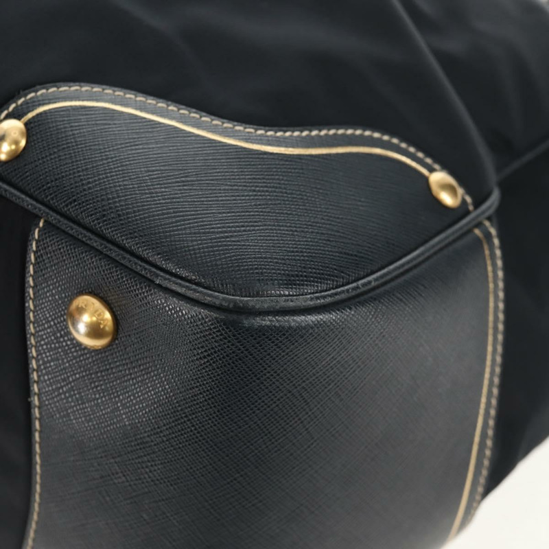 【日本直送】PRADA 尼龍皮革手提包 海軍藍 金色 BR3684 正品 153736V-13