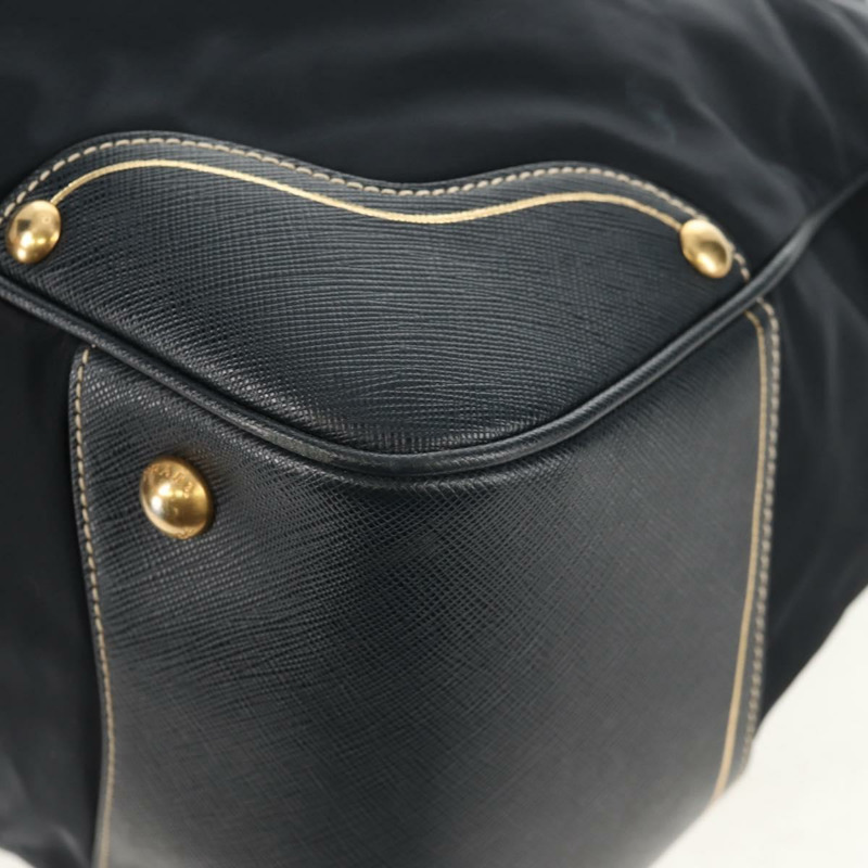 【日本直送】PRADA 尼龍皮革手提包 海軍藍 金色 BR3684 正品 153736V-15