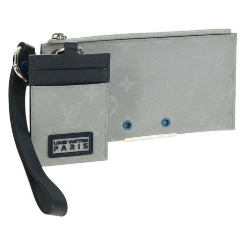 路易威登 Monogram Satellite Alpha 手拿包 銀色 M44178 LV Auth 156367M