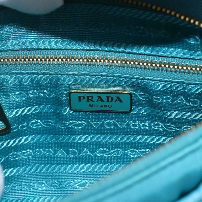 【日本直送】PRADA 尼龍鏈條單肩包，藍綠色，金色，正品，貨號 156453V-19
