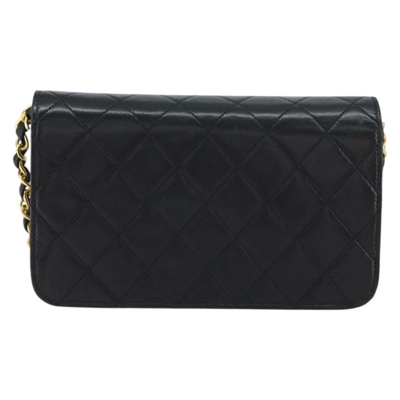 【日本直送】香奈兒鏈絎縫單肩包，羊皮材質，黑色，金色雙C標誌，正品 am10082-1