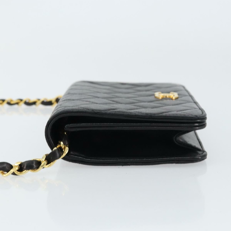 【日本直送】香奈兒鏈絎縫單肩包，羊皮材質，黑色，金色雙C標誌，正品 am10082-3
