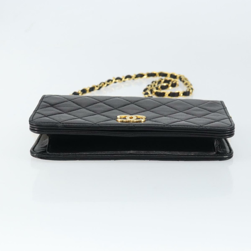 【日本直送】香奈兒鏈絎縫單肩包，羊皮材質，黑色，金色雙C標誌，正品 am10082-4