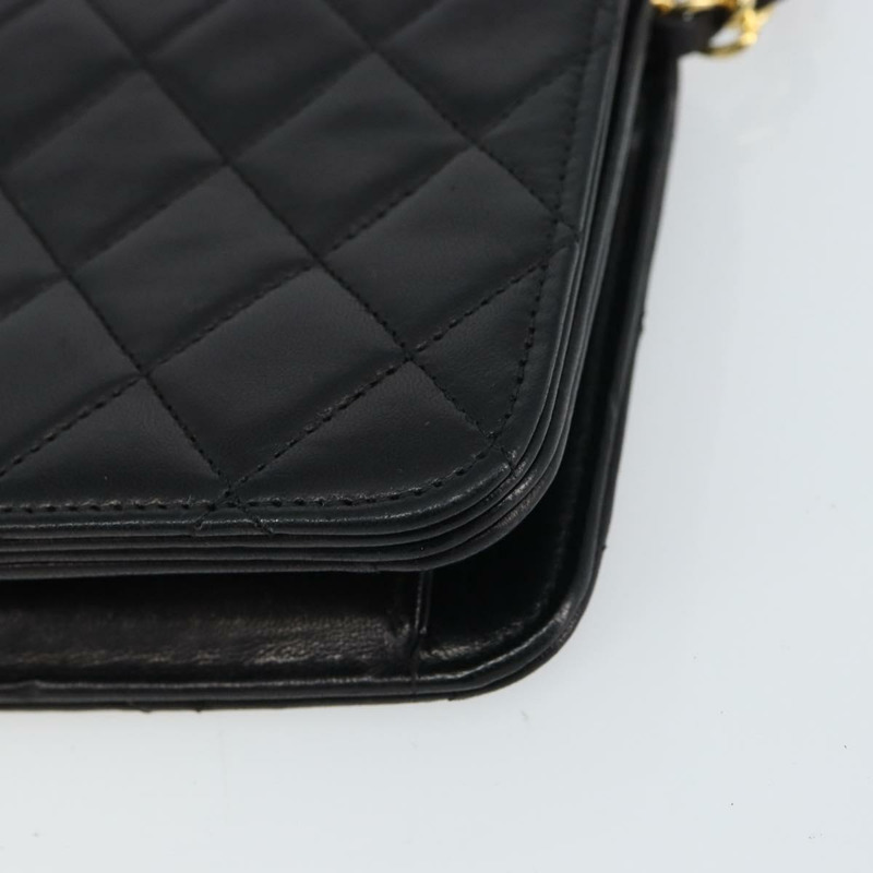 【日本直送】香奈兒鏈絎縫單肩包，羊皮材質，黑色，金色雙C標誌，正品 am10082-8