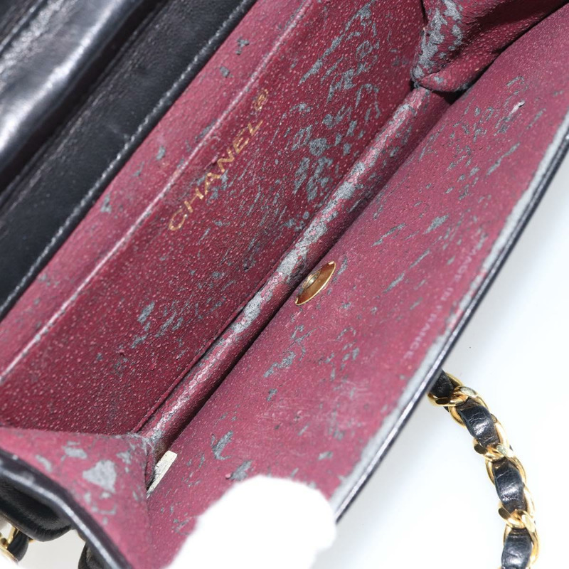 【日本直送】香奈兒鏈絎縫單肩包，羊皮材質，黑色，金色雙C標誌，正品 am10082-9