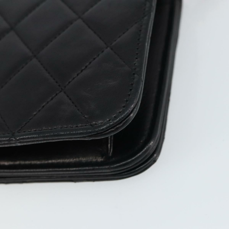 【日本直送】香奈兒鏈絎縫單肩包，羊皮材質，黑色，金色雙C標誌，正品 am10082-14