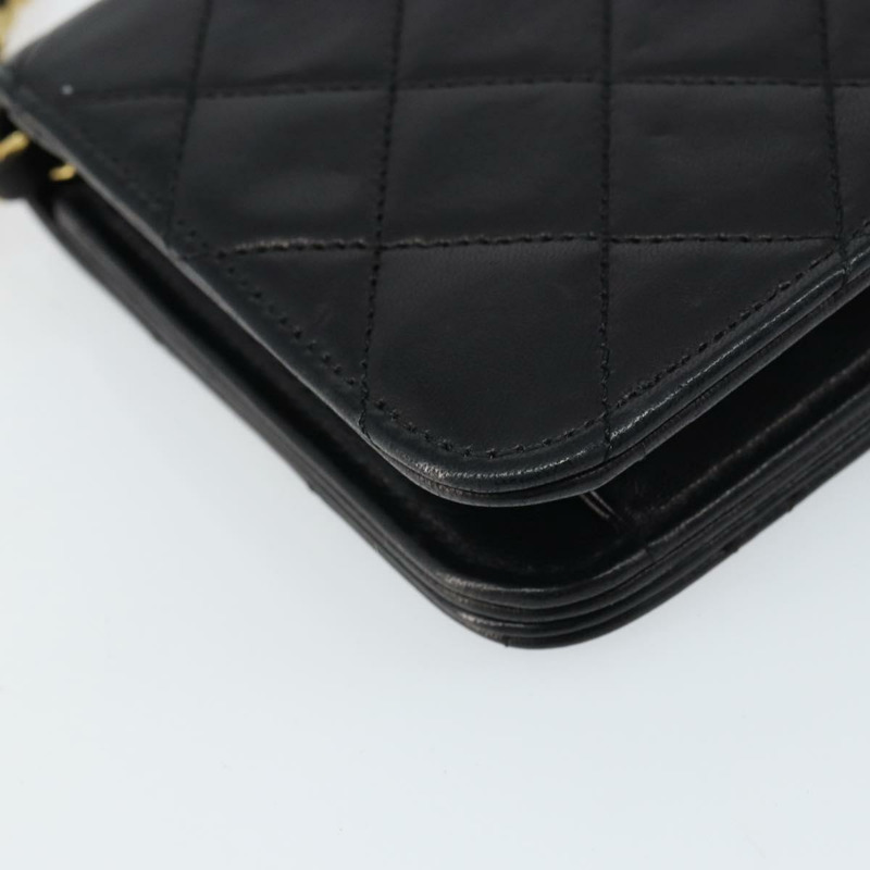 【日本直送】香奈兒鏈絎縫單肩包，羊皮材質，黑色，金色雙C標誌，正品 am10082-15