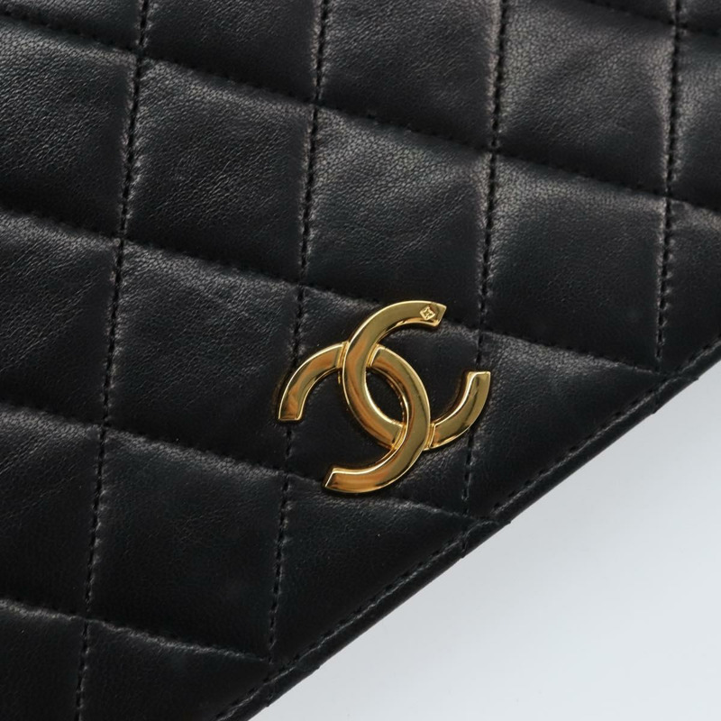 【日本直送】香奈兒鏈絎縫單肩包，羊皮材質，黑色，金色雙C標誌，正品 am10082-16
