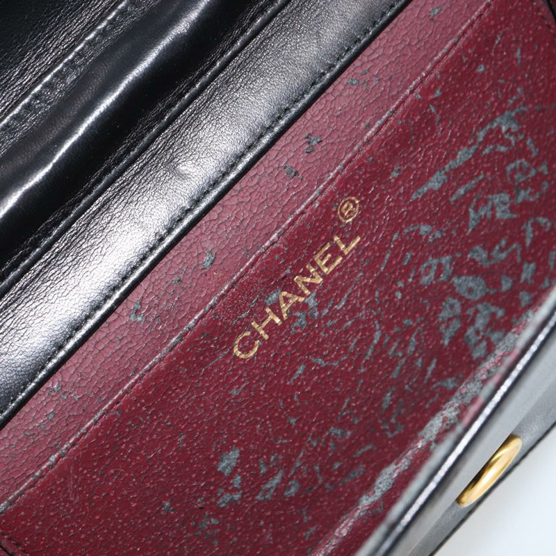 【日本直送】香奈兒鏈絎縫單肩包，羊皮材質，黑色，金色雙C標誌，正品 am10082-18