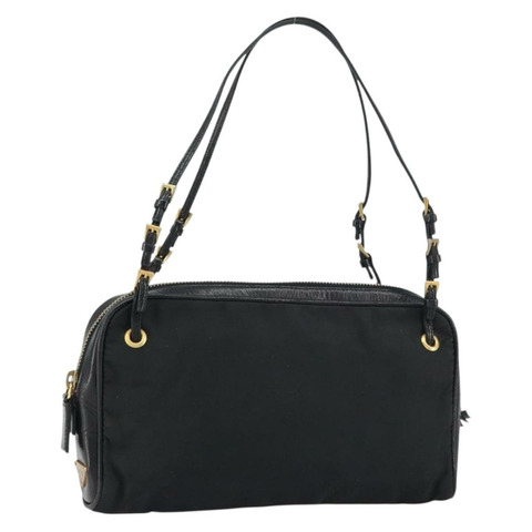 PRADA 尼龍手提包 黑色 金色 正品 157120V