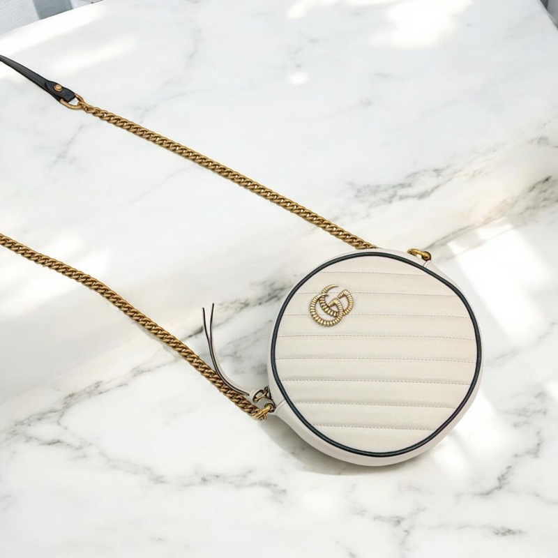 莉亞精品♡GUCCI 550154 圓餅包 白色 二手-0