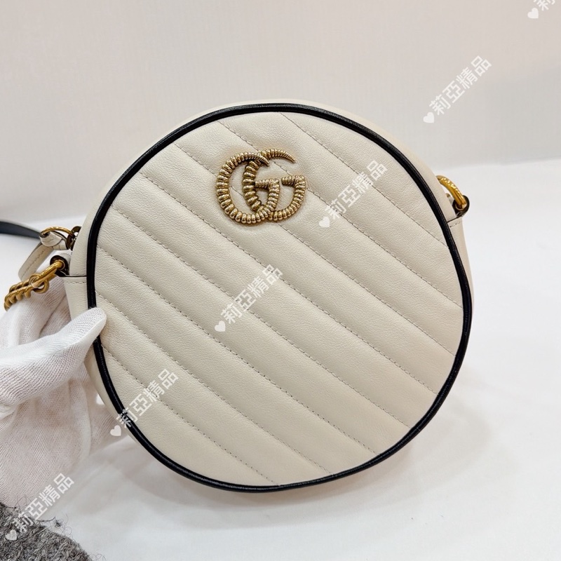 莉亞精品♡GUCCI 550154 圓餅包 白色 二手-5