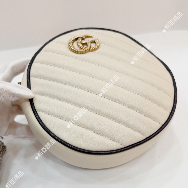 莉亞精品♡GUCCI 550154 圓餅包 白色 二手-7