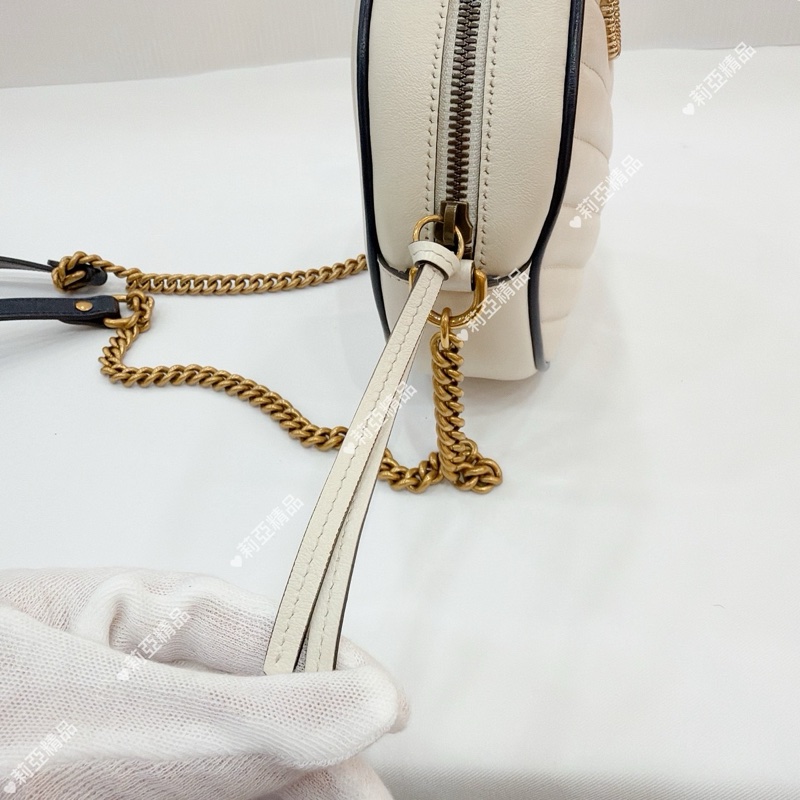 莉亞精品♡GUCCI 550154 圓餅包 白色 二手-13