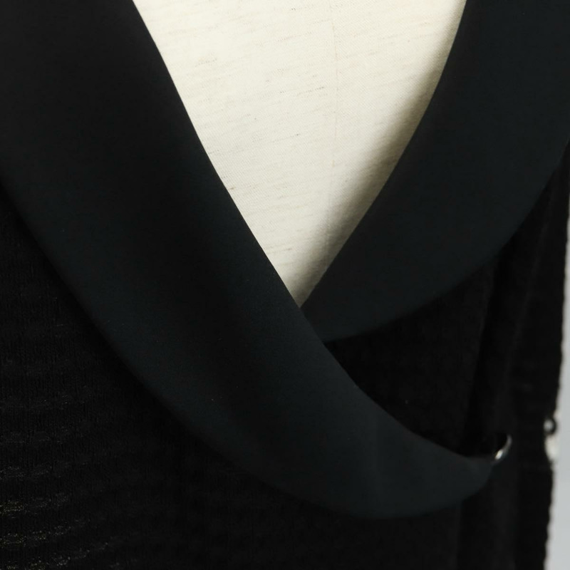 【日本直送】香奈兒黑色人造絲開襟羊毛衫，36碼，CC標誌，正品 am9979V-7