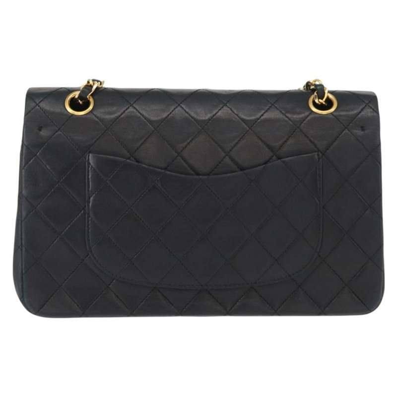 【日本直送】香奈兒 Matelasse 25 雙蓋鏈條包，羊皮材質，黑色，金色雙C標誌，正品編號 BA9001SAM-1