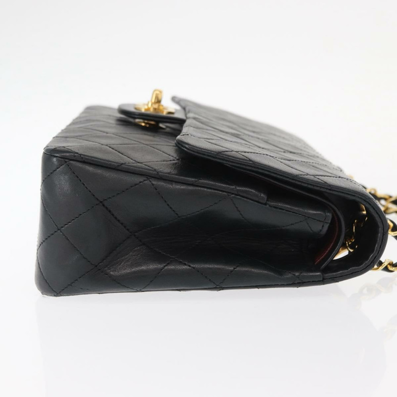 【日本直送】香奈兒 Matelasse 25 雙蓋鏈條包，羊皮材質，黑色，金色雙C標誌，正品編號 BA9001SAM-2