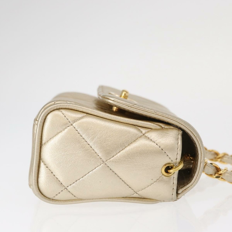 【日本直送】香奈兒迷你絎縫13鏈條肩背包，皮革材質，金色雙C標誌，正品編號156634SAM-2