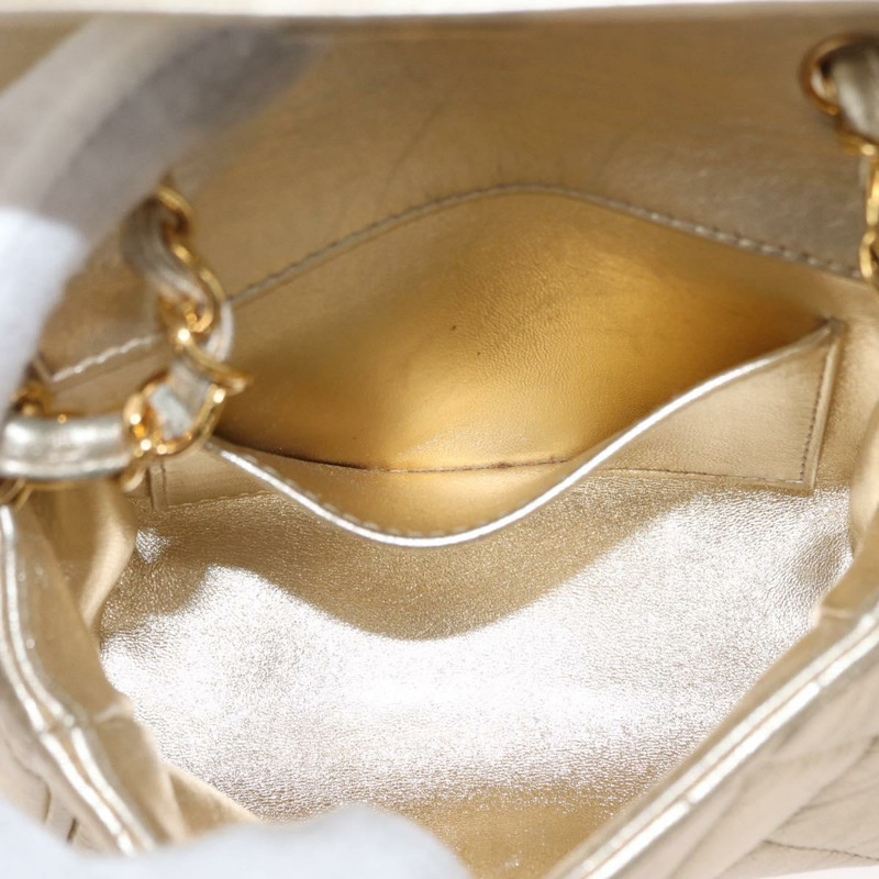 【日本直送】香奈兒迷你絎縫13鏈條肩背包，皮革材質，金色雙C標誌，正品編號156634SAM-26