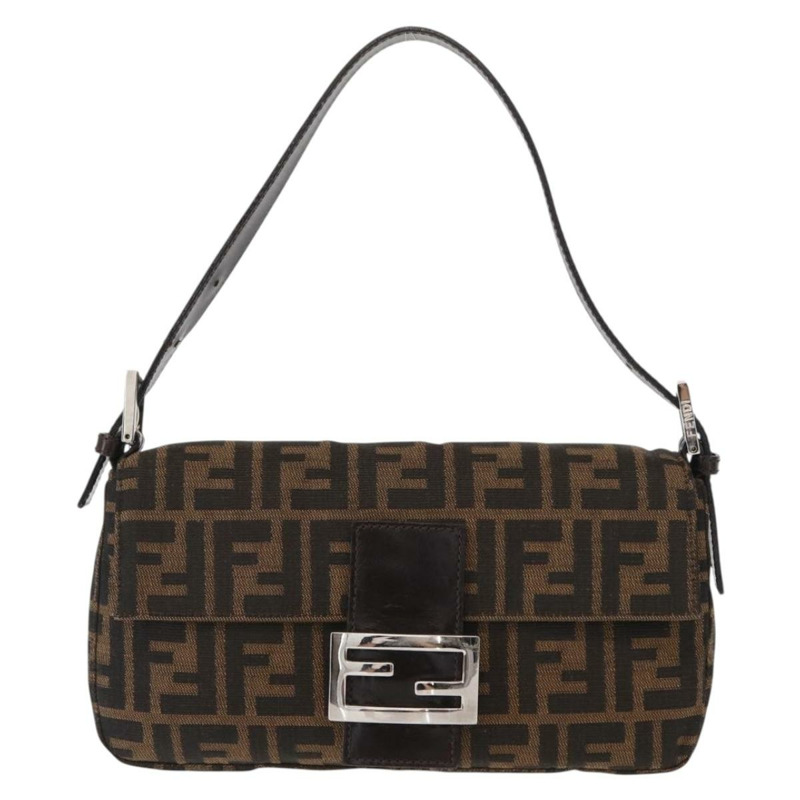 【日本直送】FENDI Zucca帆布Mamma Baguette單肩包 黑色棕色 正品 156651SAM-12