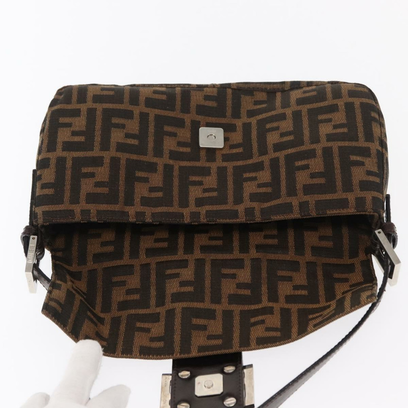 【日本直送】FENDI Zucca帆布Mamma Baguette單肩包 黑色棕色 正品 156651SAM-20