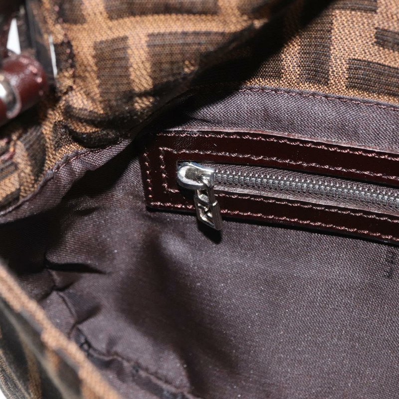 【日本直送】FENDI Zucca帆布Mamma Baguette單肩包 黑色棕色 正品 156651SAM-24